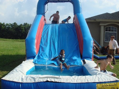 Jaylen Arnold on a water slide TV Interview Jaylens Challenge