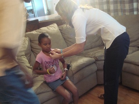 jaylen getting wired for sound TV Interview Jaylens Challenge